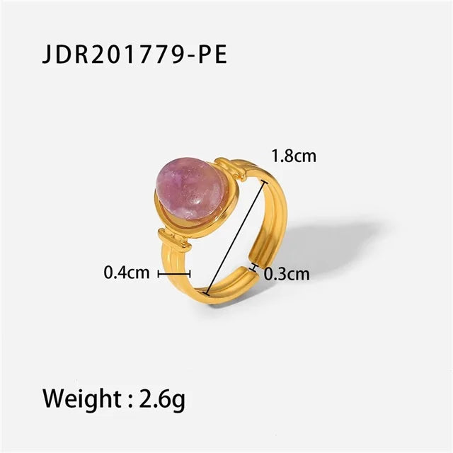 Youthway New Design Natural Stone Stainless Steel Ring Women Waterproof Stylish Golden Jewelry 2022 NEW Set