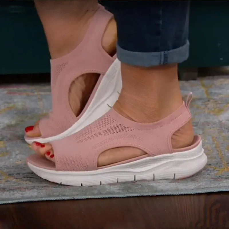 Women Summer Shoes  Mesh Fish Platform Sandals Women's Open Toe Wedge Sandals Ladies Light Casual Shoes