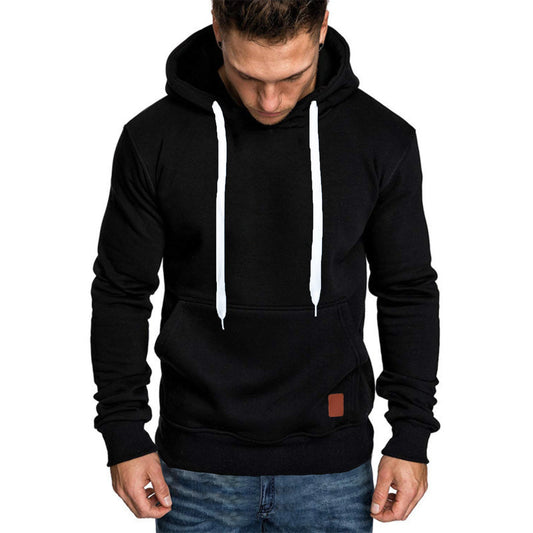 Men's autumn and winter solid color outdoor sports casual hoodie top