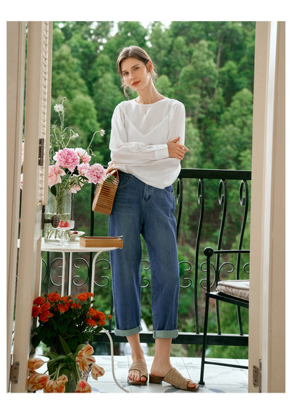 OLrain Vintage Washed Jeans Woman 2025 Spring Summer Fashion Cotton High-waist Pockets Denim Femlae Pencil Pants O24QA83358
