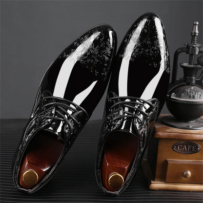 Mens Casual Business Shoes Formal Leather Shoes Lace Up Black Leather Men Wedding Party Office Oxford Shoes