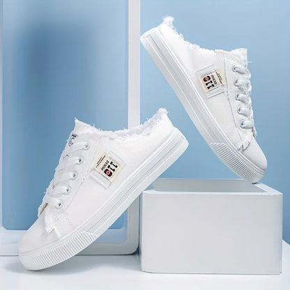 Fashion Flat Sneakers Casual Lace Up Round Toe Non Slip Canvas Shoes