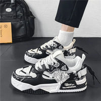 Mens Shoes 2025 Platform Sneakers New Trend Design Graffiti Skateboard Shoes Lace UP Soft Sole Non Slip Outdoor Sports Shoes