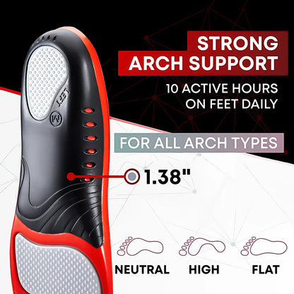 220+ Lbs Heavy Duty High Arch Support Insoles for Men Women Shock Absorbing Shoe Inserts for Flat Feet Standing All Day Insole