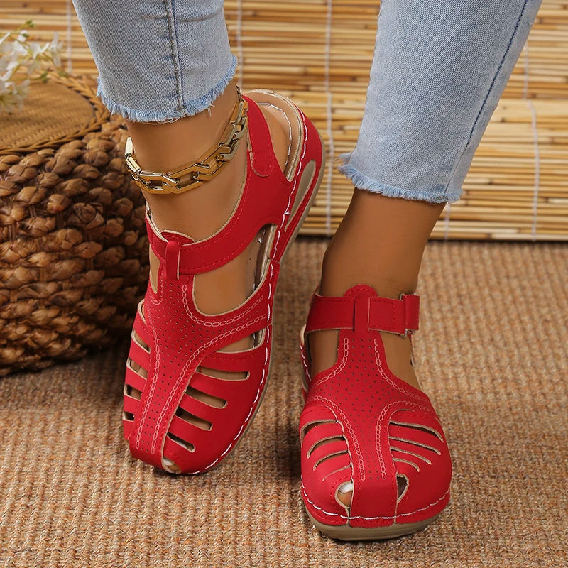 New Summer Women Wedge Sandals Premium Orthopedic Open Toe Sandals Vintage Anti-slip Leather Casual Female Platform Retro Shoes