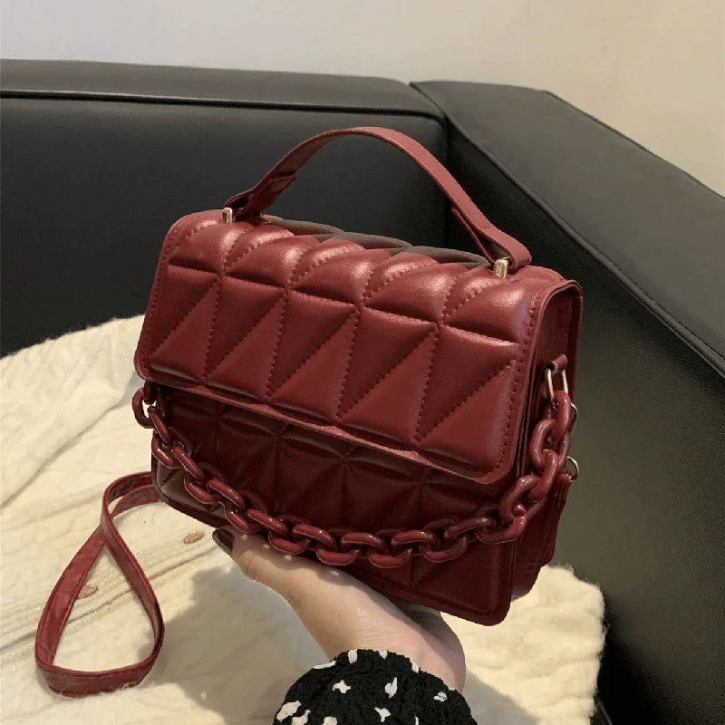 Mini Casual Quilted Crossbody Bag with Magnetic Closure and Adjustable Strap,Small Handbag Tote Shoulder Bag for Women Daily Use