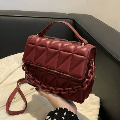 Mini Casual Quilted Crossbody Bag with Magnetic Closure and Adjustable Strap,Small Handbag Tote Shoulder Bag for Women Daily Use