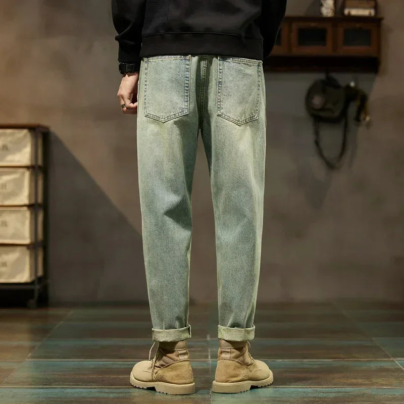 2025 Autumn and Winter New Loose and Versatile Harem Pants Retro Simple Fashion Solid Color Comfortable Versatile Jeans for Men