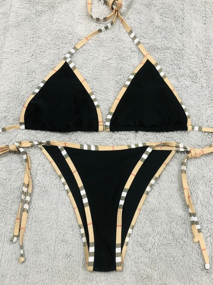 Luxurious Strappy Bikini Set High End Designer Summer Beach Swimwear Women Vogue Sexy Summer Vacation Pool Party Tankini