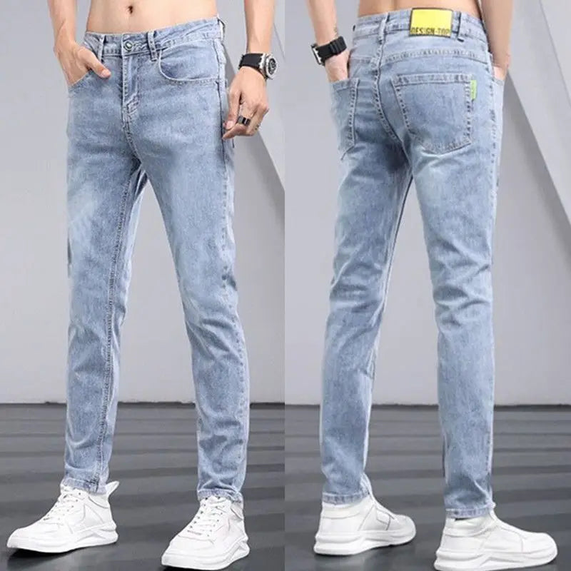 Men's Jeans Luxury Fashion Blue Softener Denim Jeans for Men's Spring and Autumn Stretch Casual Wear Korean Luxury Clothing