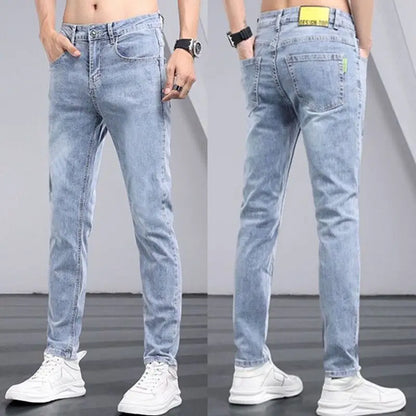 Men's Jeans Luxury Fashion Blue Softener Denim Jeans for Men's Spring and Autumn Stretch Casual Wear Korean Luxury Clothing