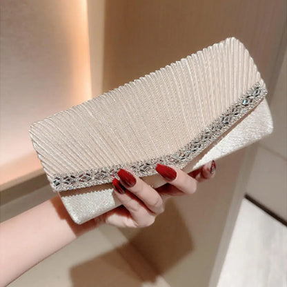 Women Evening Clutch Bags Elegant Luxury Female Silver/Black/White Clutch Wedding Purse Party Handbag Ladies Chain Shoulder Bags