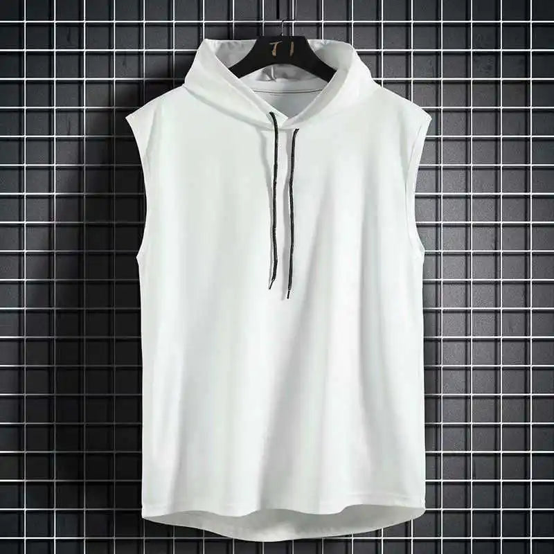 Brand New Solid Color  Men's Tank Tops Vest Sleeveless Tees For Male Hooded Man Vests Tops Hip Hop Men Tank Top T shirt