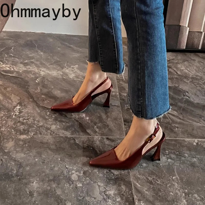 Luxury Designer Summer Women Sandals Fashion Pointed Toe Singbacks Shoes Ladies Elegant High Heel Stripper Sandalias